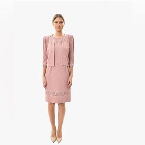 Brand New Elegant Pink Women's Dress With Jacket Size 12